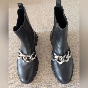 Leather Michael Kors Black Chain Booties